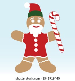 Gingerbread men - Santa Claus with christmas caramel stick.