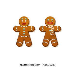 Gingerbread men. Vector Christmas and New Year holiday elements.