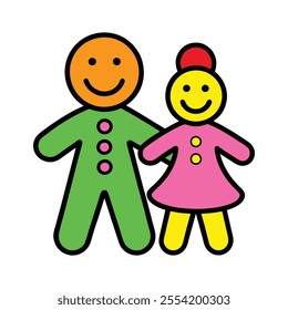 Gingerbread men and women vector art illustration