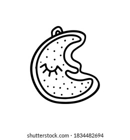  Gingerbread moon. Hand drawn vector illustration in Doodle style