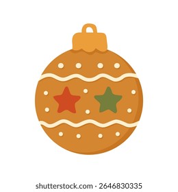 A gingerbread ornament cookie decorated with stars and icing. This gingerbread ornament cookie brings festive cheer.