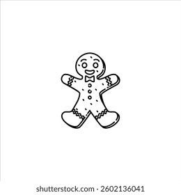 Gingerbread outline illustration. Gingerbread black line illustration
