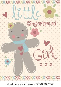 Gingerbread pattern baby t-shirt print can be used for fashion print design, kids wear, baby shower, celebration, greeting and invitation. Available in 4 color options.