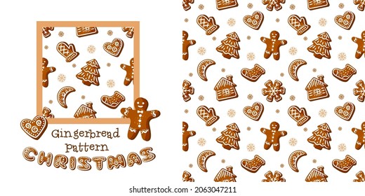 Gingerbread pattern, Christmas curly cookies.