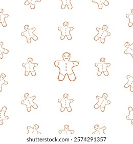 gingerbread pattern. gingerman seamless pattern. gingerbread with line style for your background pattern. seamless pattern of gingerman for your food packaging background