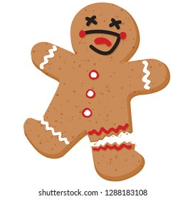 Gingerbread Person with broken leg.