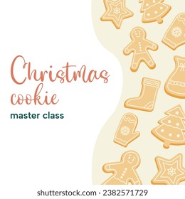 Gingerbread postcard. Christmas cookies frame