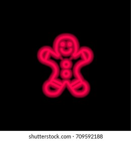 Gingerbread red glowing neon ui ux icon. Glowing sign logo vector