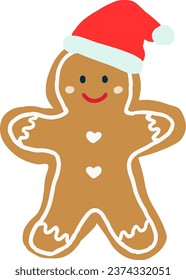 gingerbread with red santa hat