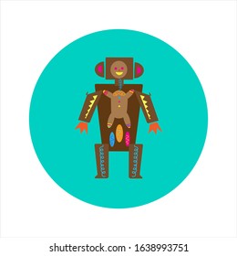 Gingerbread robot icon 