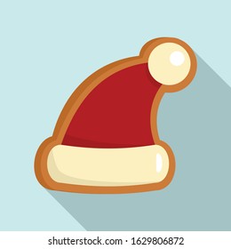 Gingerbread santa hat icon. Flat illustration of gingerbread santa hat vector icon for web design