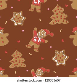 Gingerbread seamless pattern for christmas