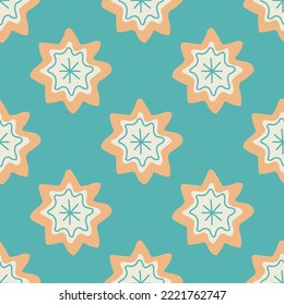 Gingerbread seamless pattern. Christmas collection. Flat vector illustration of a unicorn heart
