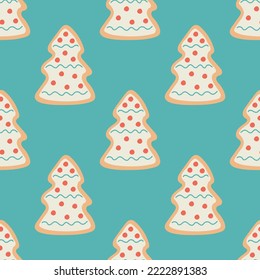Gingerbread seamless pattern. Christmas collection. Flat vector illustration of a unicorn heart