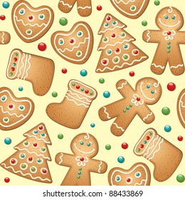 gingerbread seamless pattern for christmas design, vector