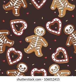 Gingerbread seamless pattern for halloween design