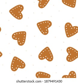 Gingerbread seamless vector pattern for winter holidays and Christmas design. Simple pattern for wrapping paper, fabric, gift tags, background. Trendy surface background for decorative design