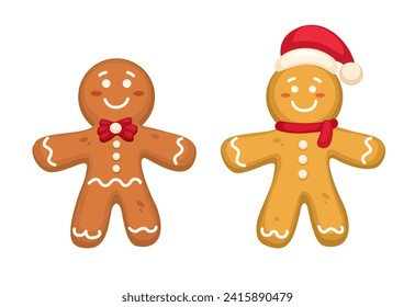 Gingerbread Set Cartoon Illustration Vector