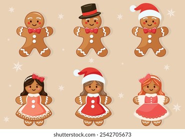 ilustração do vetor plano do conjunto de gingerbread