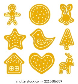 Gingerbread set, winter vector illustration