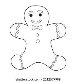 Gingerbread in the shape of a man. Christmas coloring book. contour drawing