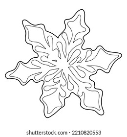 Pan de jengibre en forma de copo de nieve. Libro de colorantes de Navidad. dibujo de contorno
