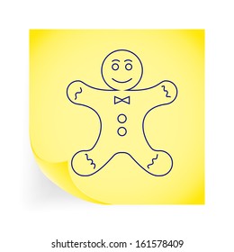 Gingerbread. Single icon on the note paper. Vector illustration.