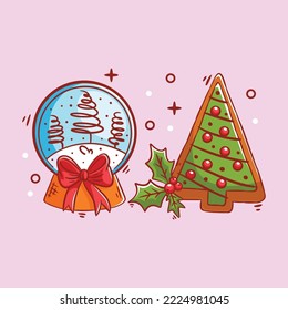Pan de jengibre y diseño de bola de cristal de nieve para navidad