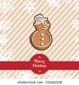 Gingerbread snowman christmas cookie vector illustration