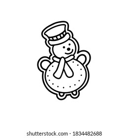  Lebkuchenschneemann. Handgezeichnete Vektorgrafik im Doodle-Stil