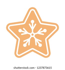 Gingerbread Star Christmas Cookie. Vector Illustration.