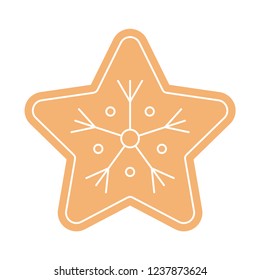 Gingerbread Star Christmas Cookie. Vector Illustration.