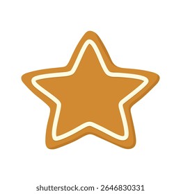 Gingerbread star cookie outlined in icing offers cozy holiday vibes. This gingerbread star cookie brings sweetness and style with classic form.