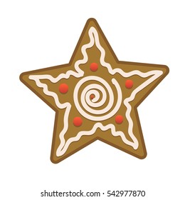 Gingerbread star. Flat vector illustration. isolated on white background
