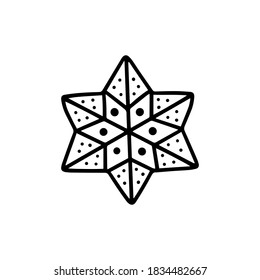Gingerbread star. Hand drawn vector illustration in Doodle style
