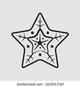 Gingerbread Star icon isolated on white background. Gingerbread icon for logo, label, emblem. Print for t-shirt, typography. Vector illustration