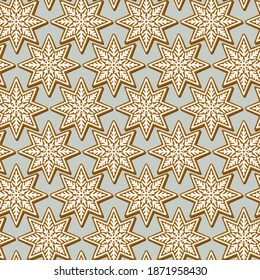 gingerbread star shaped cookies with sugar icing in regular rows winter season Christmas time colorful vector seamless pattern on dark background