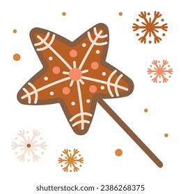 gingerbread star vector picture in scandinavian style