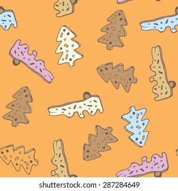 Gingerbread Sweets Cookies pattern seamless in vector