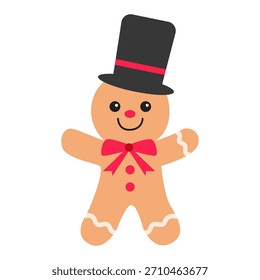 Gingerbread with Top Hat. Vector Illustration