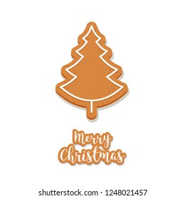 Gingerbread tree cookie christmas greetings isolated background