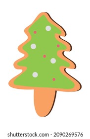 Gingerbread tree with green glaze traditional Christmas cookies