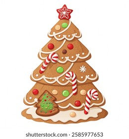 Gingerbread tree isolated on a  white background. Vector illustration.