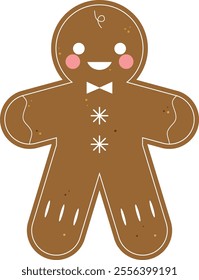 Gingerbread vector flat design wears a tie