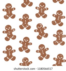 Gingerbread. Vector seamless pattern cookies