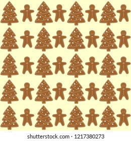 Gingerbread vector seamless pattern. warm tasty ornament 02