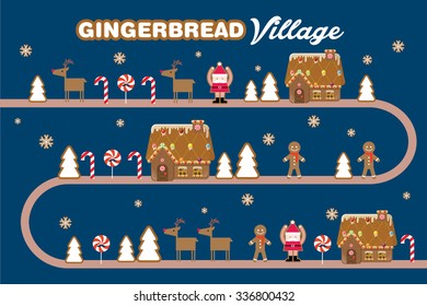gingerbread village vector/illustration