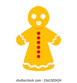 Gingerbread woman. Sweet gingerbread, festive pastries. Traditional treat for catholic christmas. Flat vector illustration on a white background.