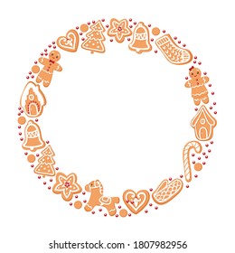 gingerbread wreath on the white background