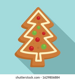 Gingerbread xmas tree icon. Flat illustration of gingerbread xmas tree vector icon for web design